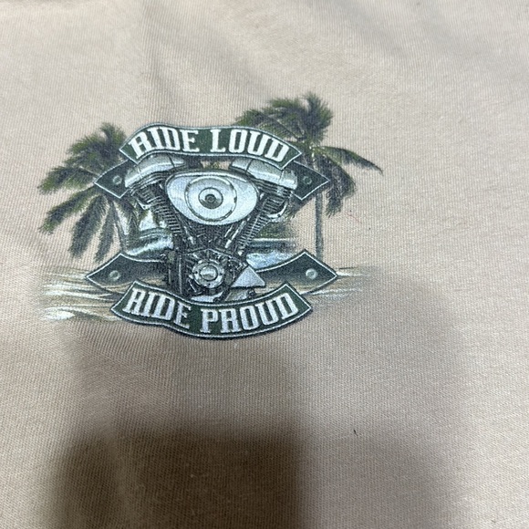 Newport blue bike week style t-shirt beige motorcycle wear men’s 2XL palm tree - Picture 5 of 7